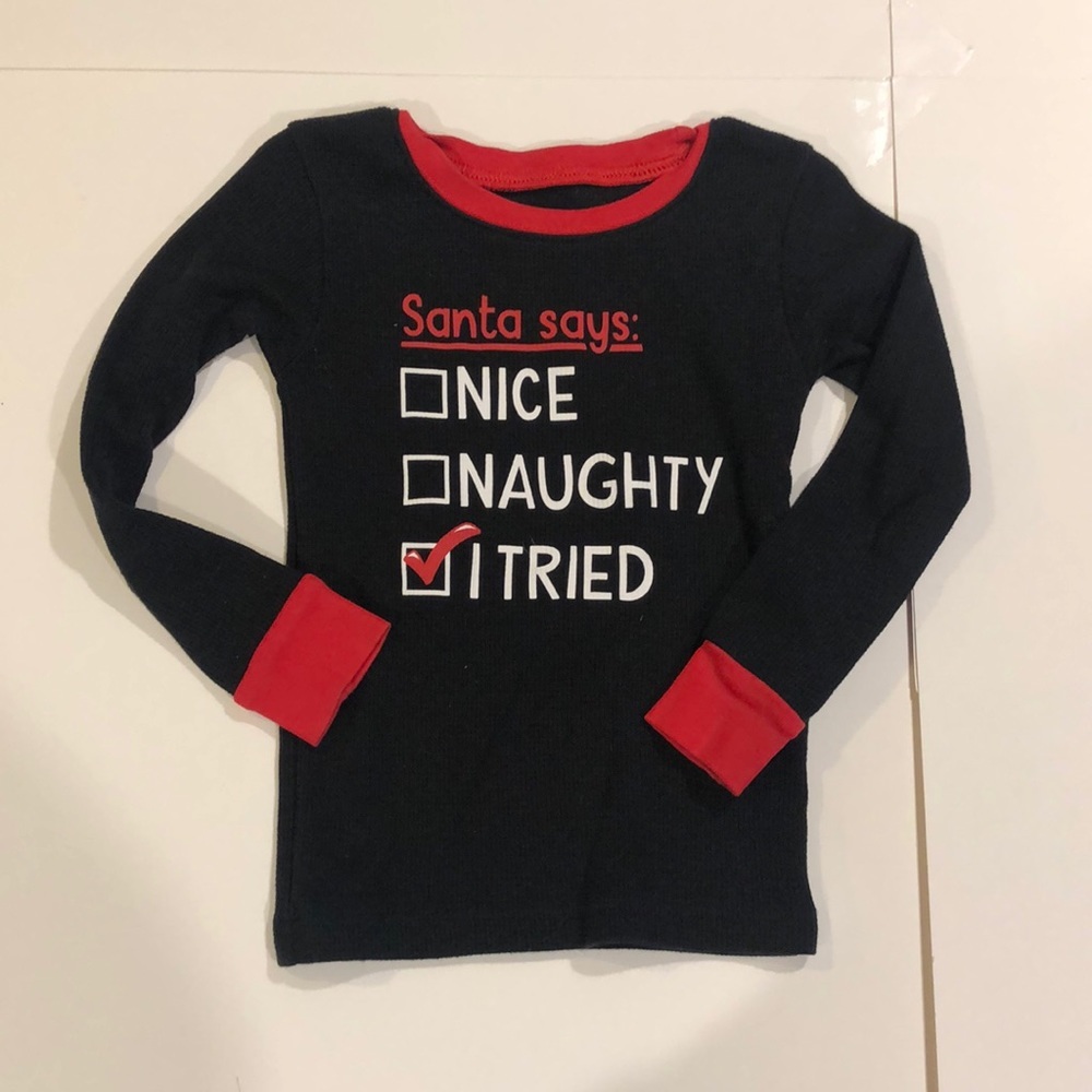 Carter’s Christmas Pajamas Long Sleeve Waffle knit shirt Size 4T Black Red